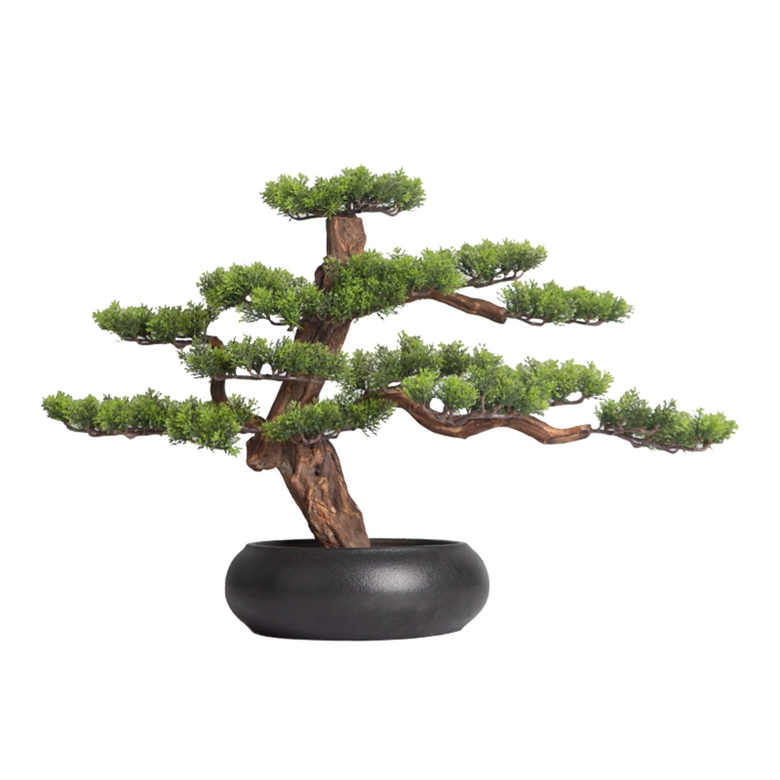 Artificial Bonsai Pine Tree - Realistic Fake Potted Plants for Home, Office & Zen Decor | Desktop, Bookshelf & Kitchen Decoration | Indoor Simulation Tree Ornament