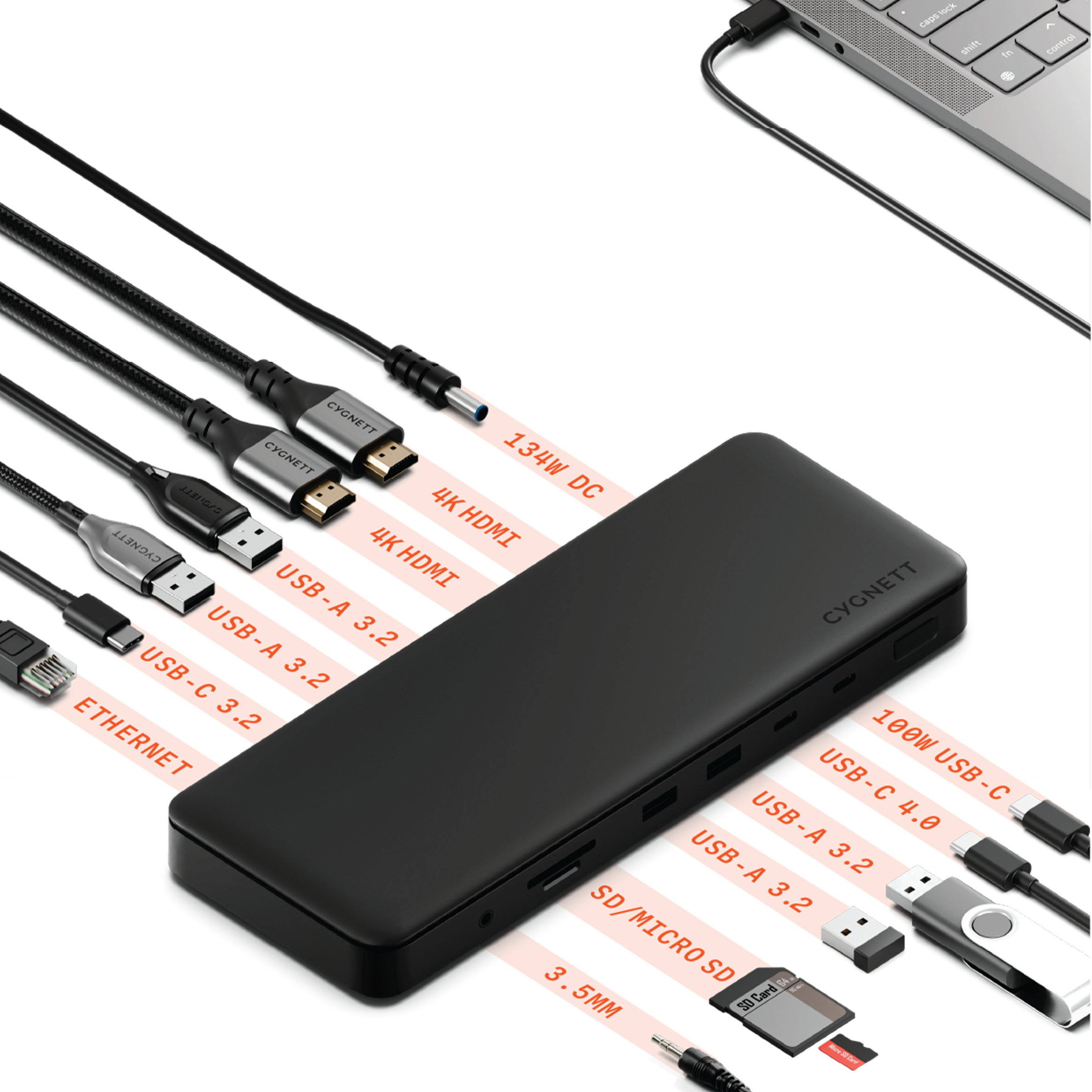 13-in-1 USB C Docking Station with Dual HDMI 4K & USB 4.0 - Universal Laptop Dock for MacBook Pro/Air, Dell, HP - Perfect for Home Office, Gaming & Multi-Monitor Setup