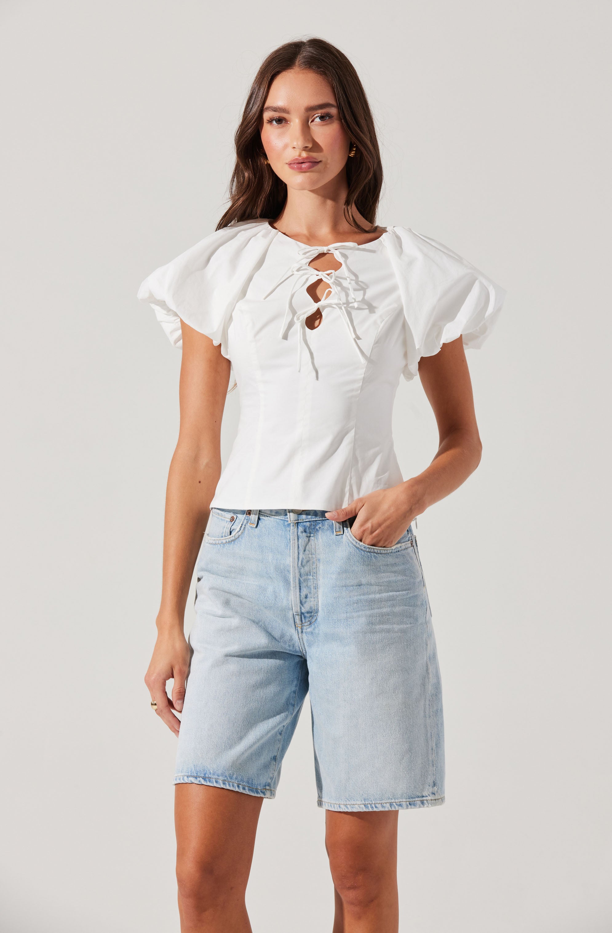 Aine Women's Poplin Puff Sleeve Blouse - Elegant Casual Top for Spring Summer | Perfect for Office, Date Night & Outdoor Events