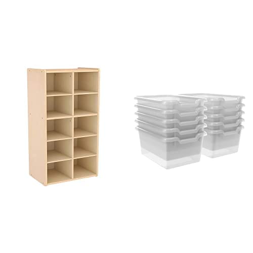 ECR4Kids Birch Streamline 10-Cubby Storage Cabinet with 10 Bins - Montessori Classroom Furniture, Kids Cubbies & Homeschool Storage - Minimalist Design for Playrooms, Daycares & Home Organization
