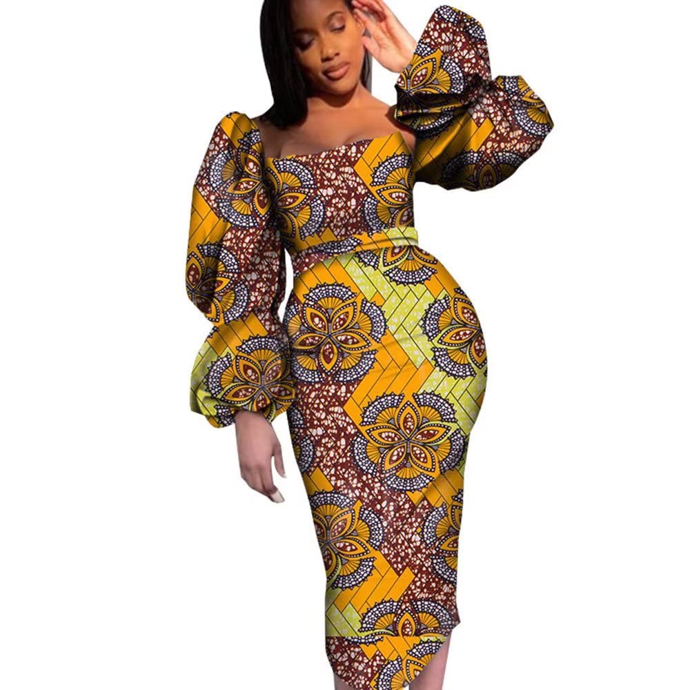 African Traditional Dashiki Dresses for Women - Long Sleeve Below Knee Sexy Outfit | Perfect for Cultural Events, Weddings & Special Occasions