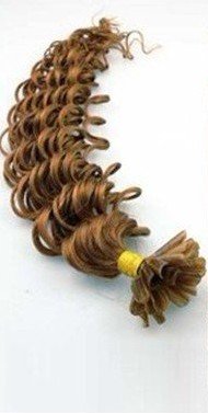 HOTstyle 20-Inch (50cm) Pre-Bonded Human Hair Extensions - U-Tip/Nail Tip, Curly, Light Brown (0.7g/Strand) for Volume & Length - Perfect for Parties, Weddings & Daily Styling