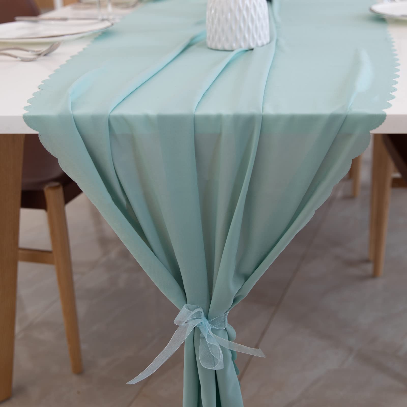 2Pcs 10ft Teal Chiffon Table Runner 29x120 Inches - Elegant Sheer Decor for Wedding, Bridal Shower, Baby Shower & Birthday Party - Rustic Boho Reception Table Decorations - Perfect for Romantic Home & Event Decor