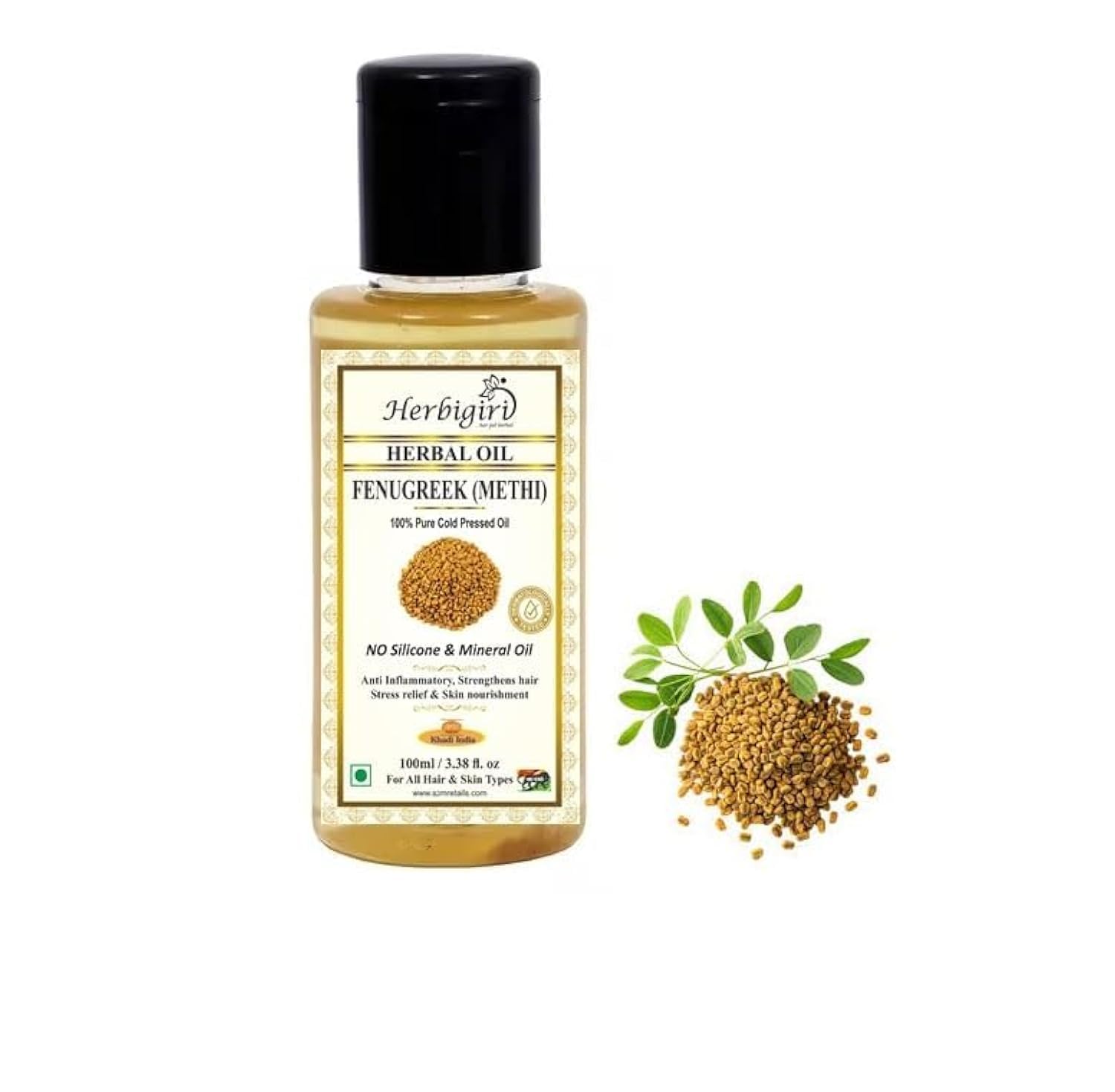 Herbal Fenugreek (Methi) Hair Oil - 100ml for Stress Relief, Anti-Dandruff & Hair Growth | Natural Ayurvedic Treatment for Dry Scalp & Damaged Hair | Perfect for Daily Hair Care & Relaxation