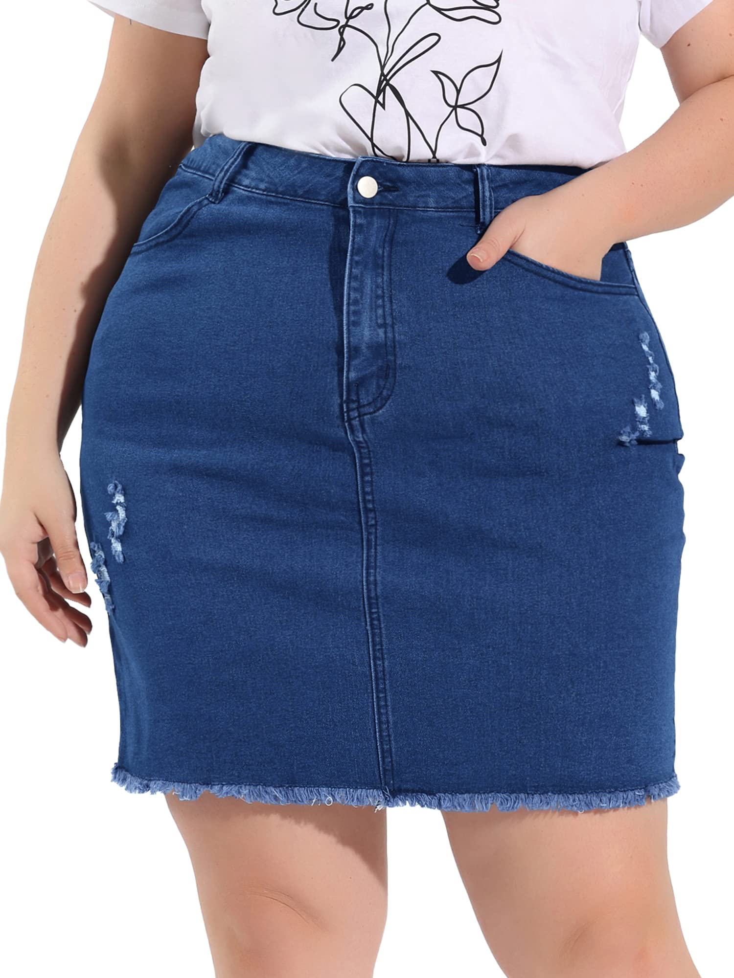 Agnes Orinda Women's Plus Size Distressed Ripped Denim Short Skirt - Casual Summer Outfit for Streetwear, Beach & Party