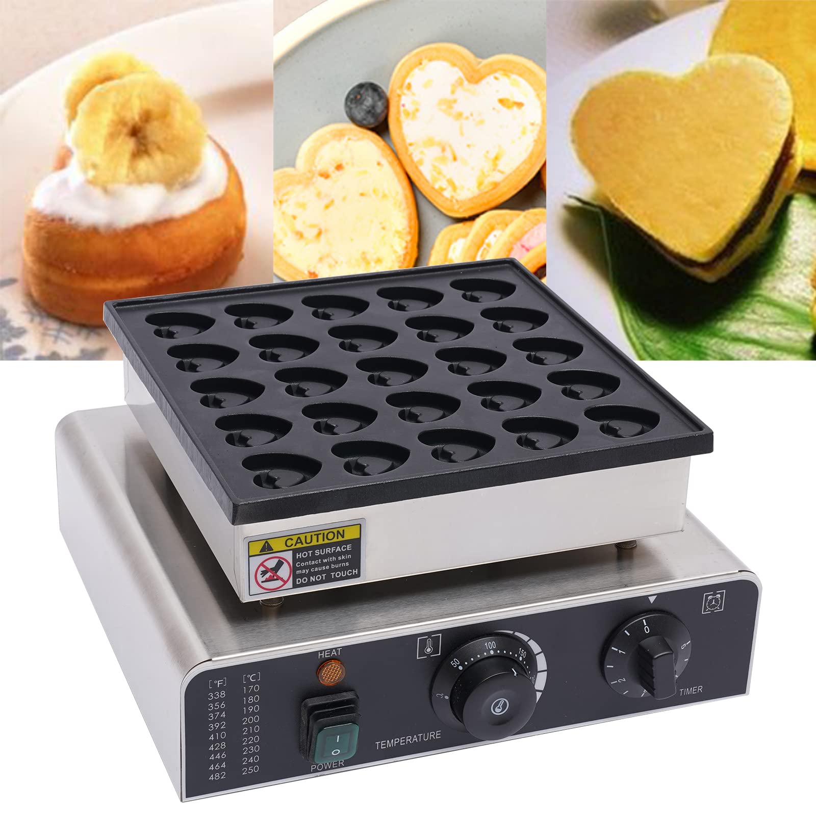 Non-Stick Electric Waffle Maker with 25 Heart-Shaped Plates - 850W Stainless Steel Dutch Pancake & Dorayaki Maker for Easy Breakfast, Brunch, or Dessert - 110V for Home & Kitchen Use