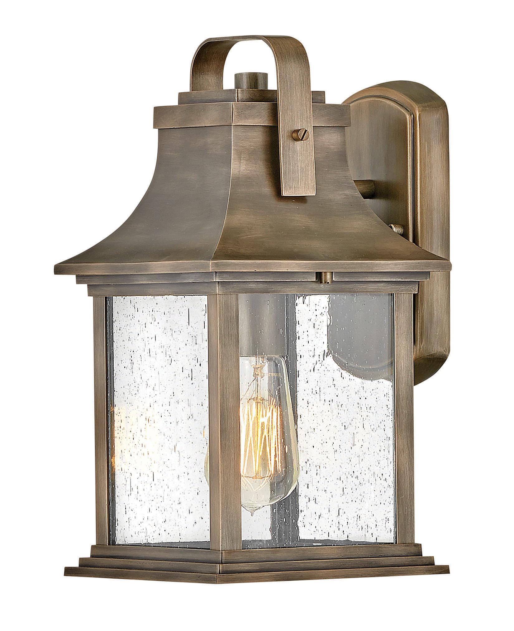 Hinkley Grant Collection One Light Small Outdoor Wall Mount - Burnished Bronze with Clear Seedy Glass - Perfect for Porch, Patio, Garden & Entryway Lighting