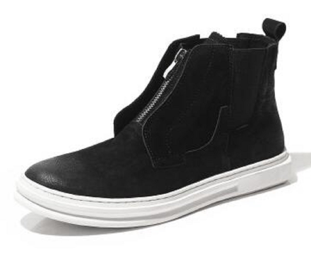 HAPPYSHOP(TM) Men's Leather Western Ankle Boots with Zipper - Winter Fashion Boots Size 39 EU (US Men's 7) - Perfect for Cowboy Style, Casual Wear & Outdoor Activities