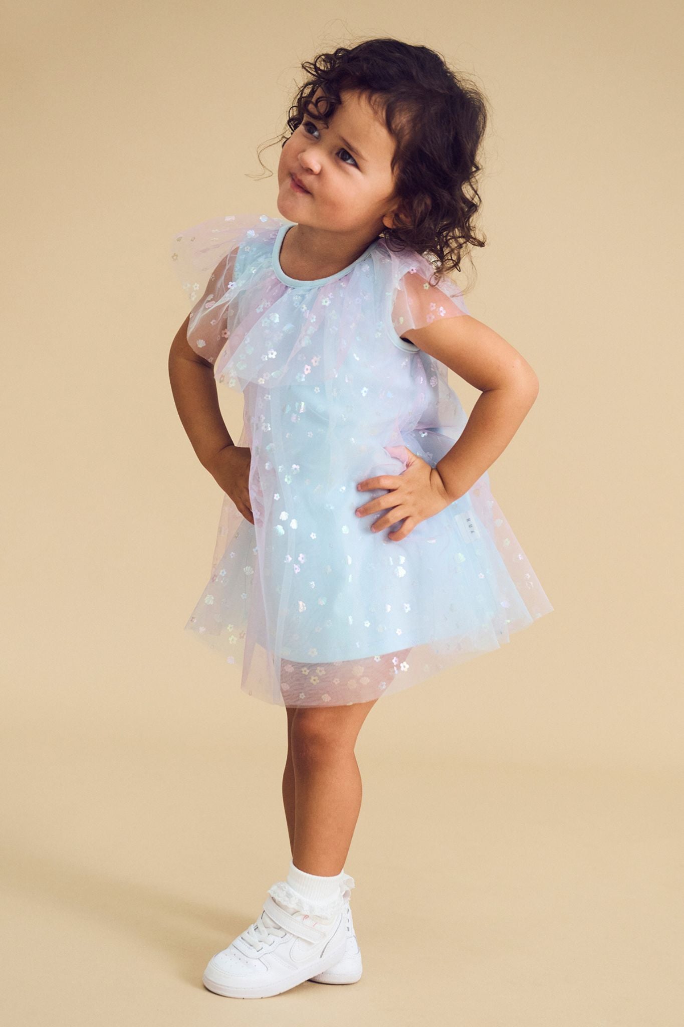 Toddler Girl Daisy Seashell Tulle Flutter Dress - Cute Summer Beach Party Outfit for Baby Girls