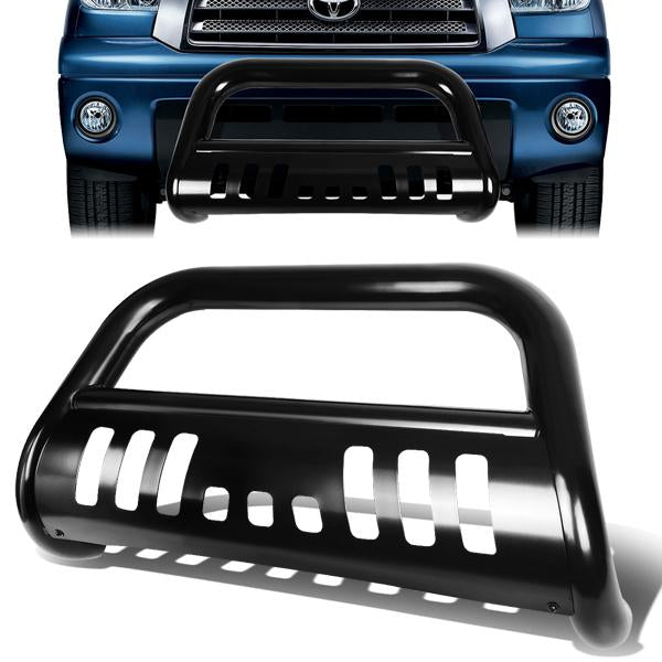 2007-2016 Toyota Tundra & Sequoia Stainless Steel Bull Bar with Skid Plate - Heavy Duty Black Front Bumper Guard for Off-Road Protection & Truck Safety
