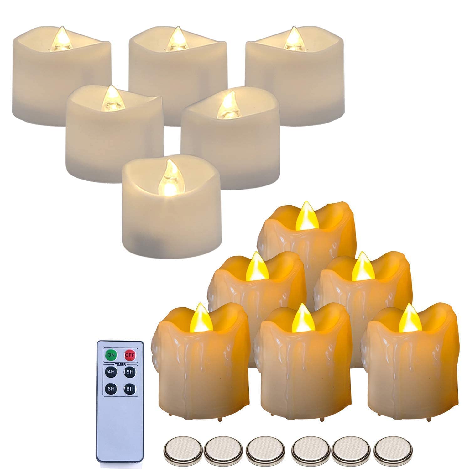 Homemory 6 Pack Flameless LED Votive Candles - 400+ Hours Battery Life, Timer Function, Realistic Flickering Flame - Perfect for Weddings, Home Decor, Restaurants & Romantic Ambiance (24 Pack)