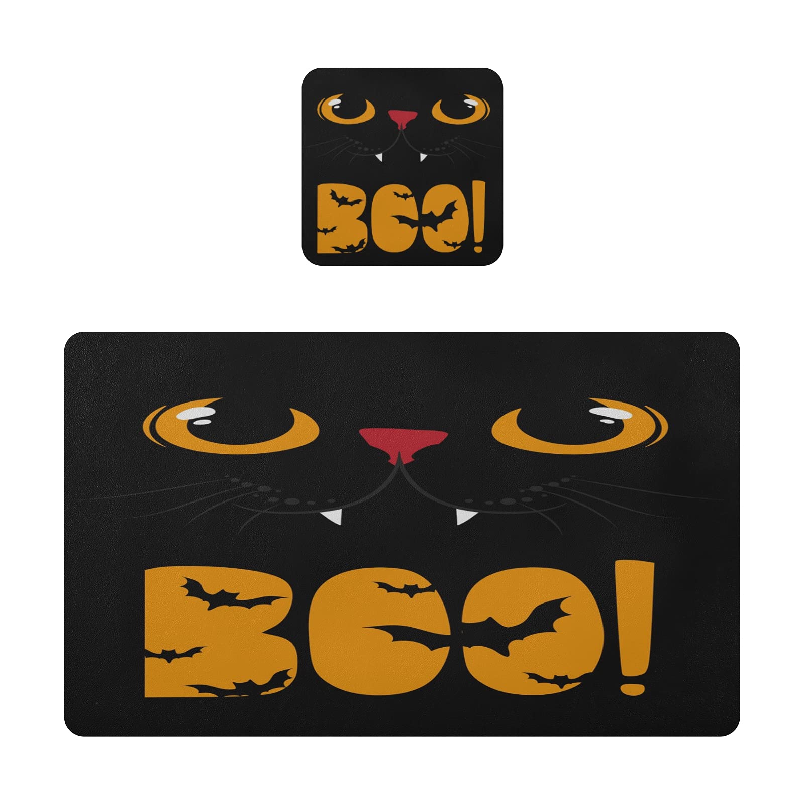 ALAZA Halloween Black Cat Placemats Set of 1 with Coaster - Heat Resistant, Washable Table Mats for Dining - Perfect for Halloween Parties, Fall Decor, and Gothic Home Decor