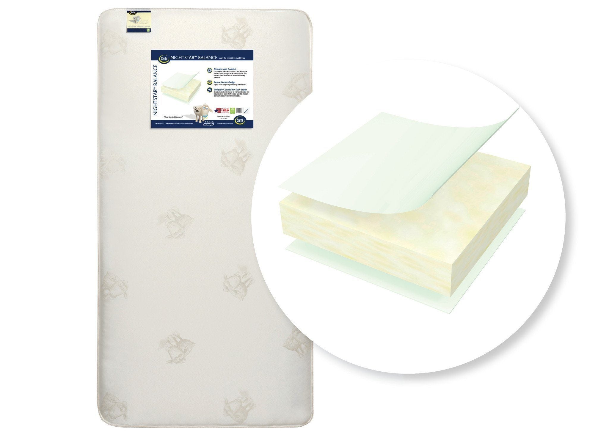Serta Nightstar™ Balance Extra Firm Crib & Toddler Mattress - Certified Safe, Waterproof & Hypoallergenic Baby Mattress for Newborns & Toddlers - Perfect for Daycare, Nursery & Travel Cribs