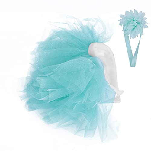 Newborn Baby Girl Photo Skirt & Headband Set - Mint Green Puffy Photography Outfit for Infant Photo Shoots, Birthday Parties & Special Occasions