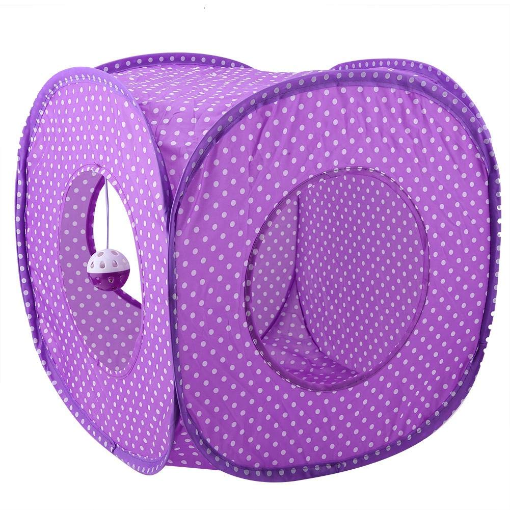 Jimdary Foldable Oxford Cloth Cat Tunnel - Leopard Print Pet Hideaway for Indoor Cats - Play, Hide & Nap (Purple) - Perfect for Small Spaces & Multi-Cat Homes