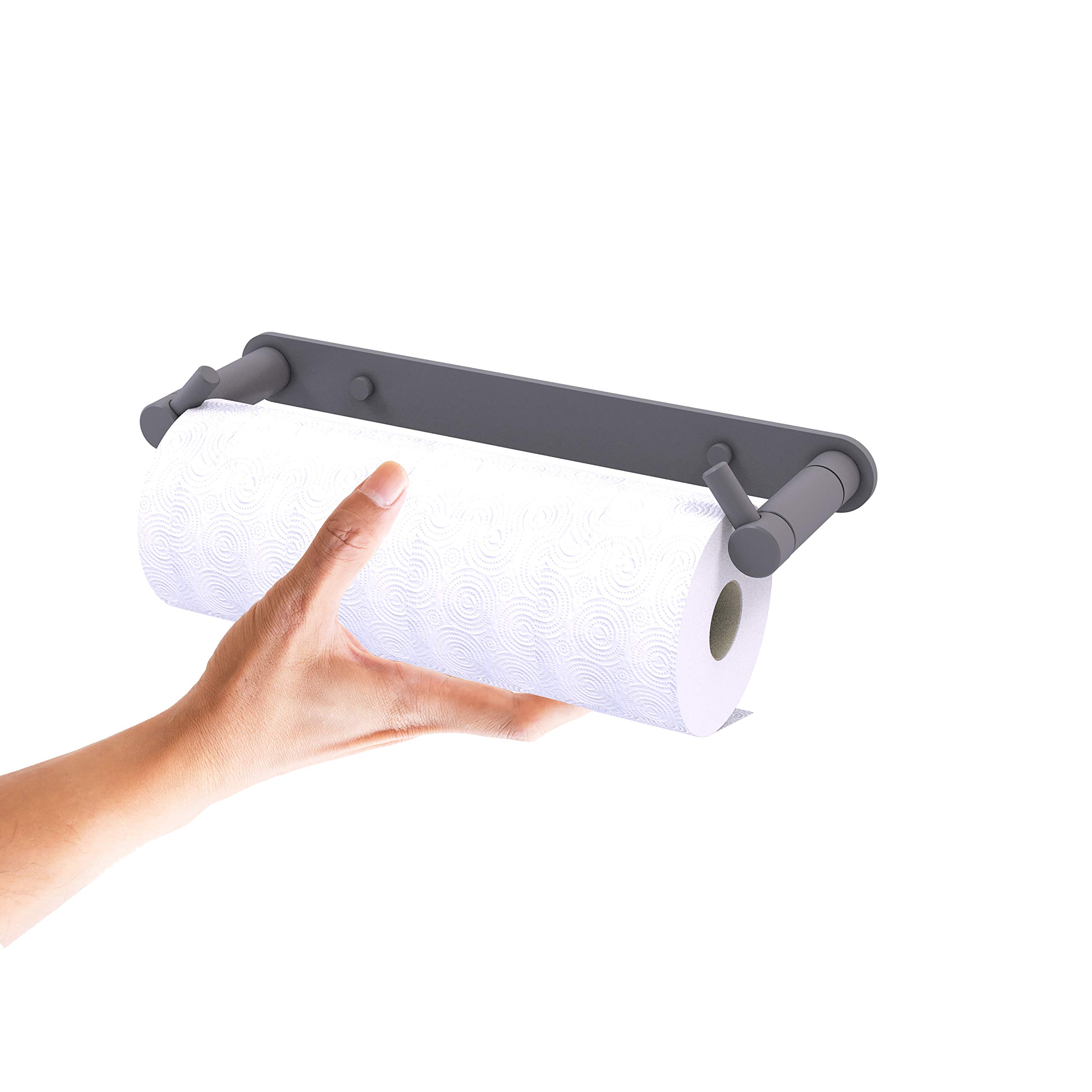 Allied Brass Fresno Wall Mount Rollerless Paper Towel Holder - Matte Gray Finish for Kitchen, Bathroom & Office Organization