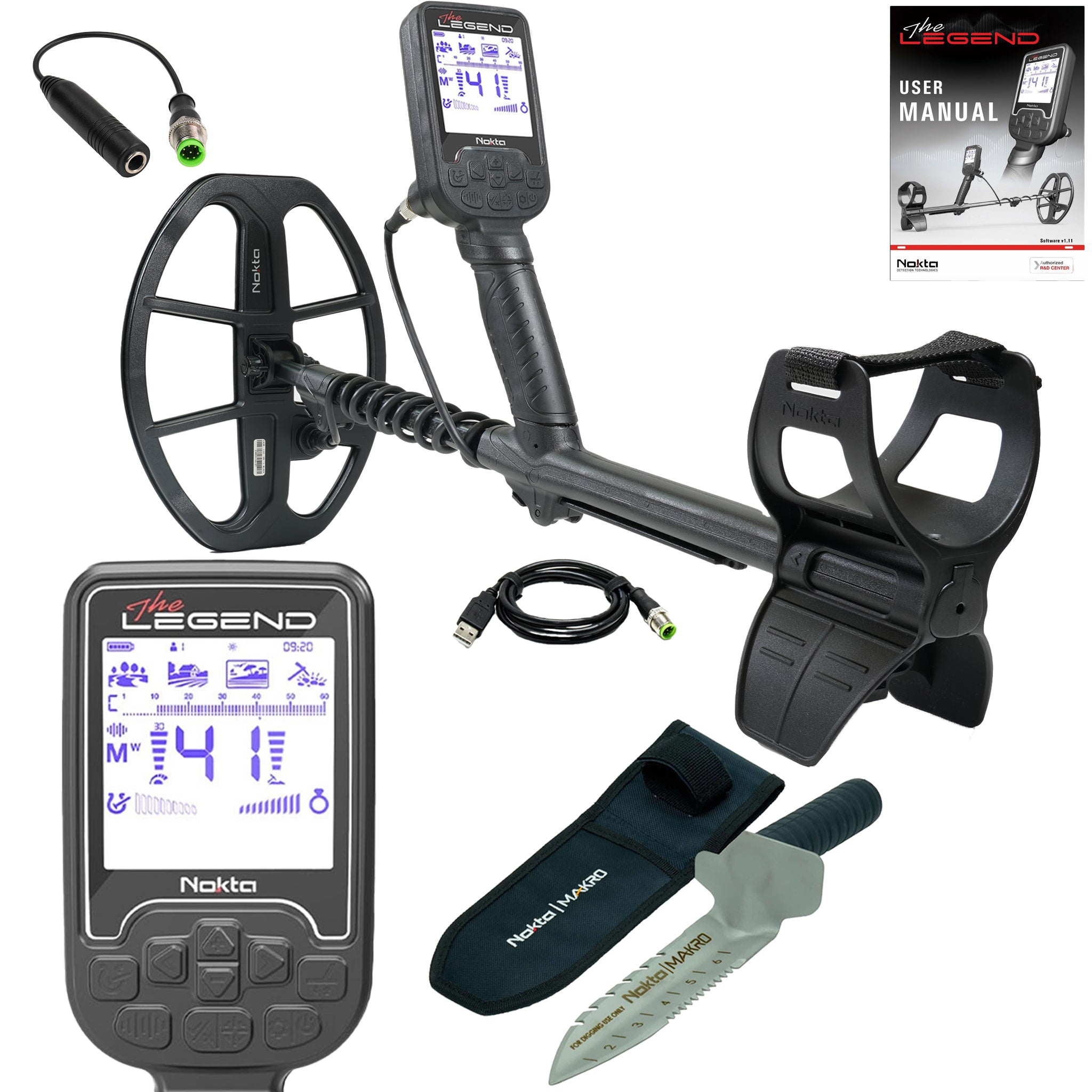 Nokta The Legend SMF Metal Detector with LG30 12x9 Coil Pro Package - Professional Metal Detecting Kit for Treasure Hunting, Beach & Field Use