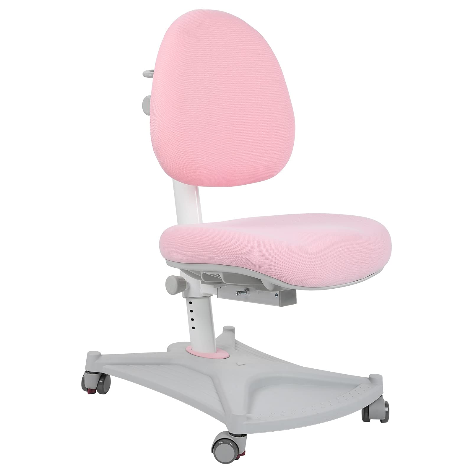 Adjustable Height Kids Study Chair with Auto Brake Casters, Lumbar Support & Footrest - Ergonomic Homeschool Desk Chair for Growing Children (Pink) - Perfect for Online Learning, Homework & Reading