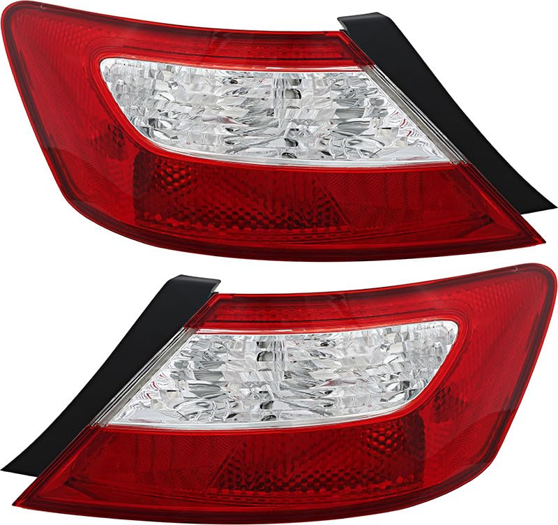 Honda Civic Coupe Tail Lights Lamps Set - Compatible with 2006 2007 2008 Models - Driver & Passenger Side Replacement - Enhance Visibility & Style for Night Driving