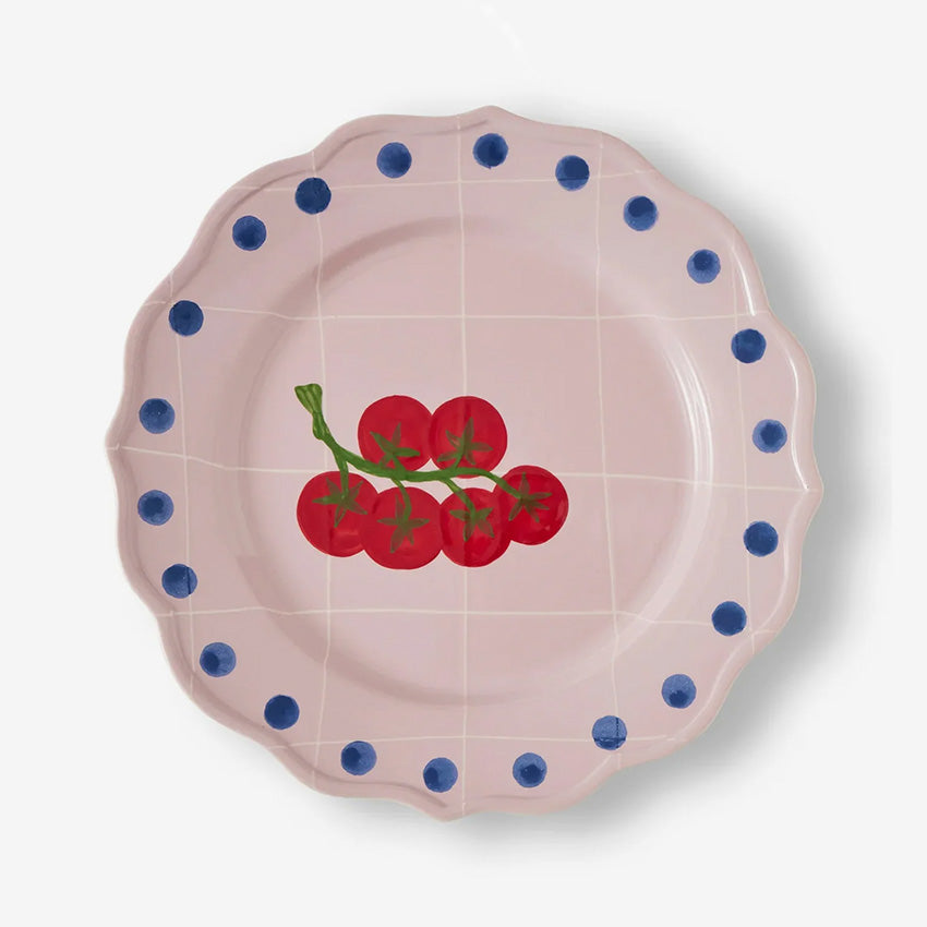 Bitossi Home Quadri Round Platter in Rosa - Elegant Ceramic Serving Dish for Appetizers, Desserts & Entertaining