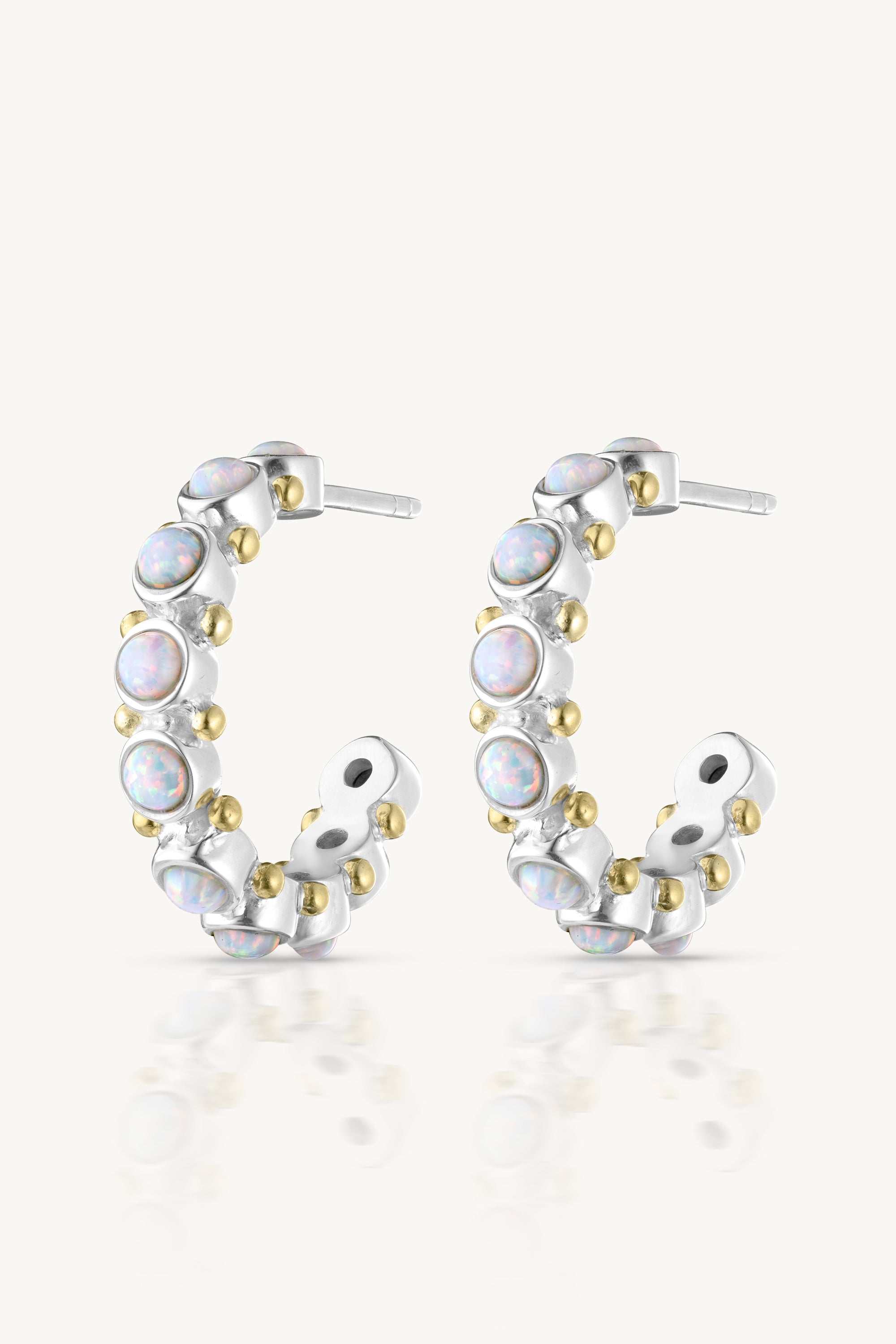 Opal Silver Hoop Earrings for Women - Dainty Sterling Silver Opal Stud Earrings - Perfect for Everyday Wear, Gifts & Special Occasions