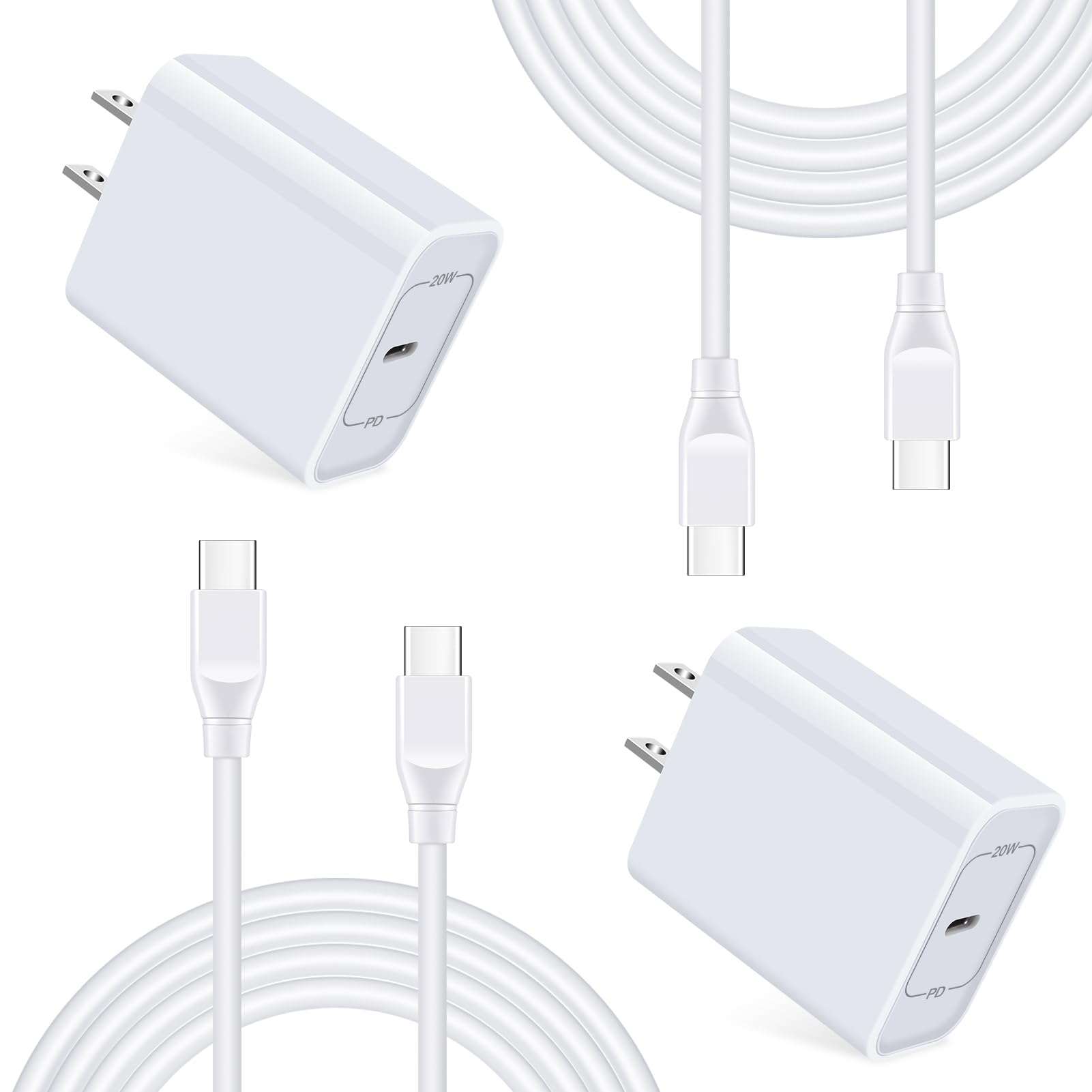 Samsung Fast Charger 20W USB C Wall Charger with 6ft Cable - Compatible with iPhone 16/16 Pro Max/16 Plus/15 & Samsung Galaxy S25/S24/A25/A35/A15/A14/A54/A53 - PD Fast Charging for Home, Office & Travel