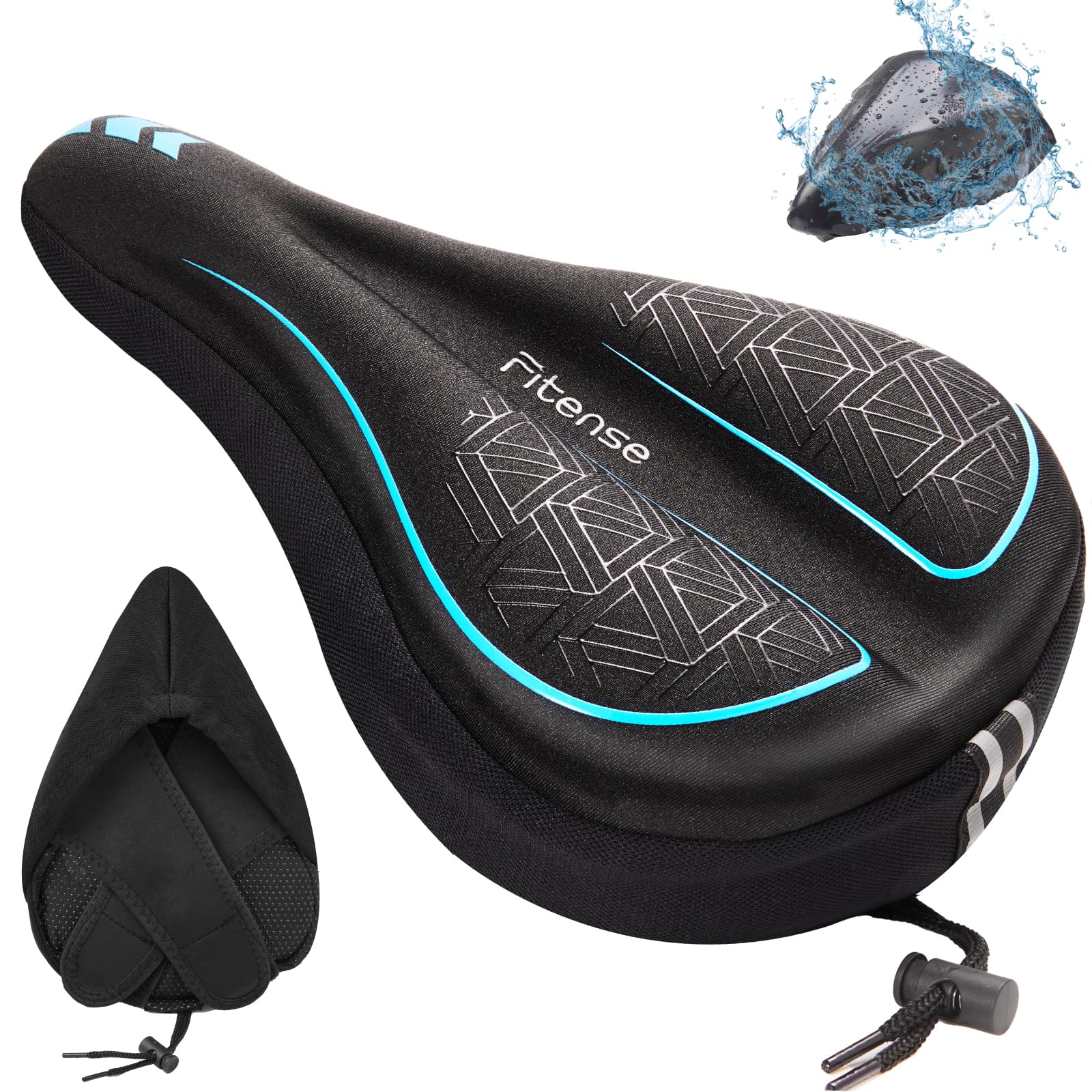 **Gel Bike Seat Cushion - Extra Soft Padded Bicycle Seat Cover for Men & Women - Adjustable Velcro for Peloton, Spin & Stationary Bikes - Perfect for Long Rides, Indoor Cycling & Commuting**