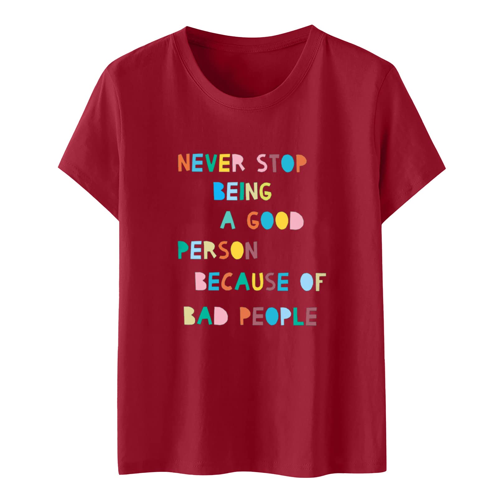 Trendy Women's Summer Tops - Novelty Letter Print Short Sleeve Round Neck Loose Tunic Tee | Casual Comfort T-Shirt for Women | Perfect for Beach, Vacation & Everyday Wear