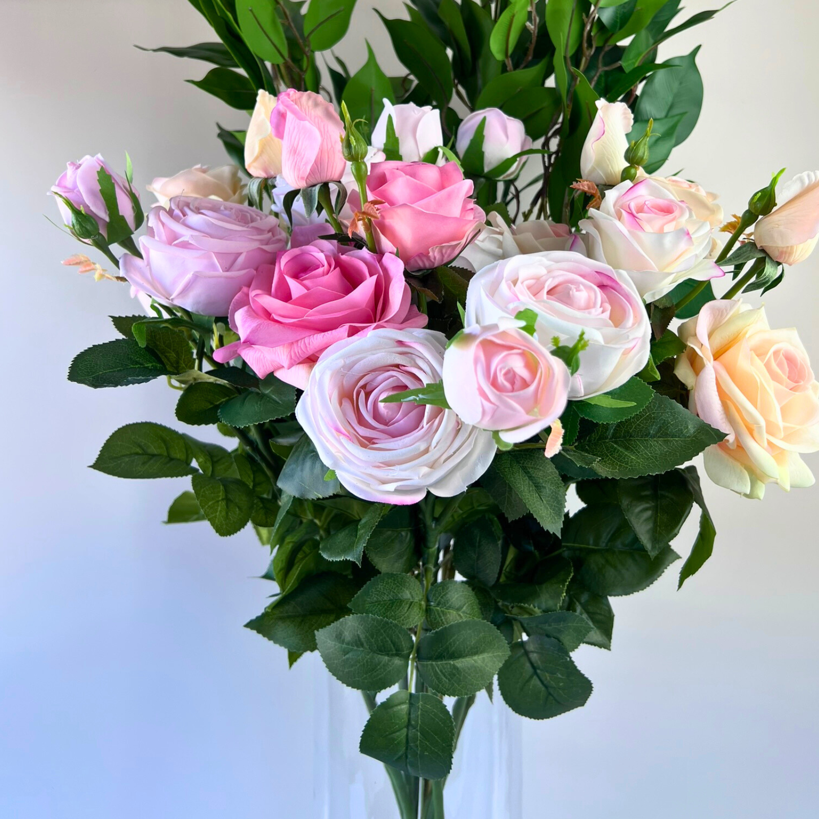Real Touch Grand Rose - Peach Pink Artificial Flowers for Home Decor, Wedding Centerpieces, and Floral Arrangements
