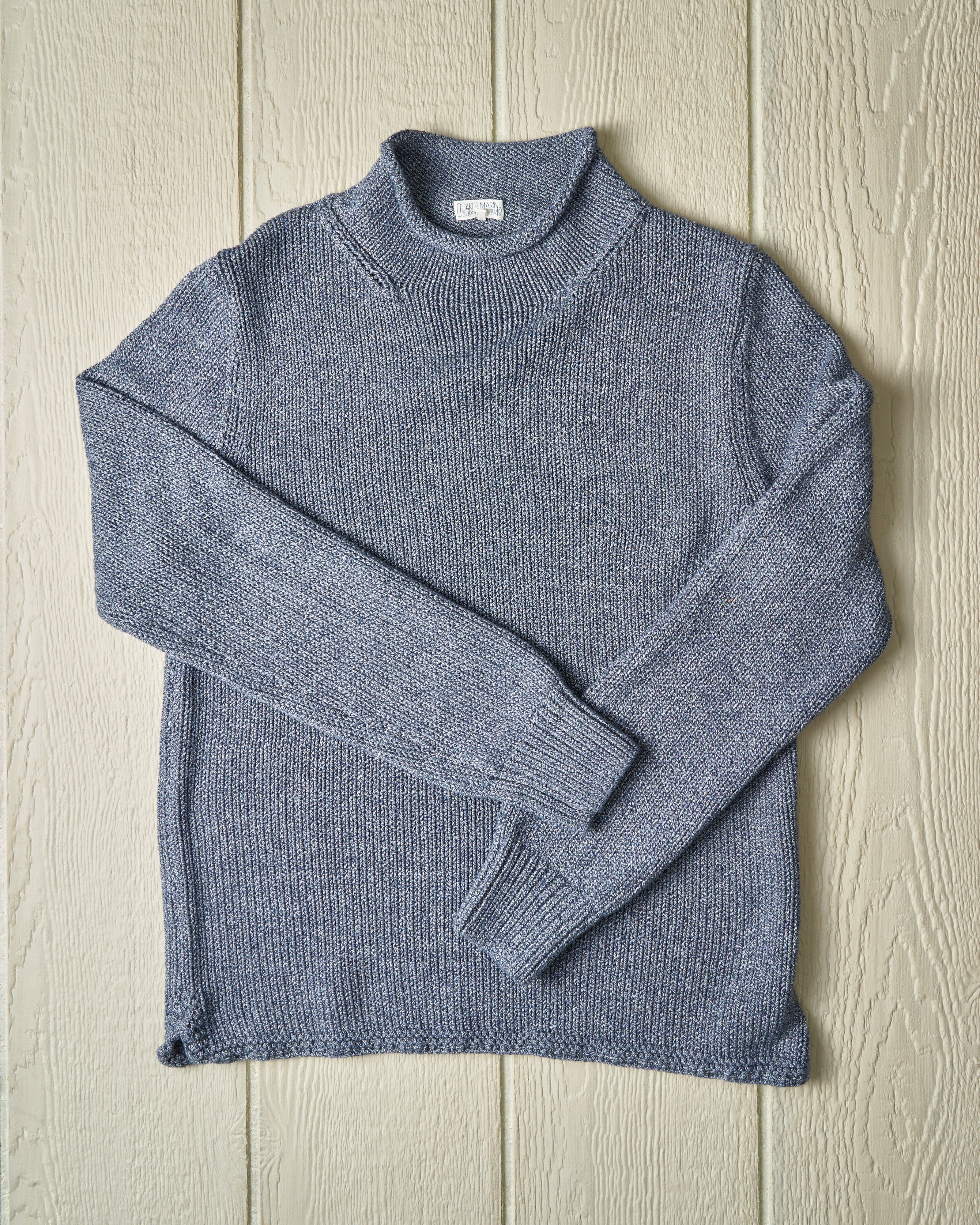Men's Denim Mix Fisherman Sweater - Warm & Stylish Knit Pullover for Casual Wear & Outdoor Activities