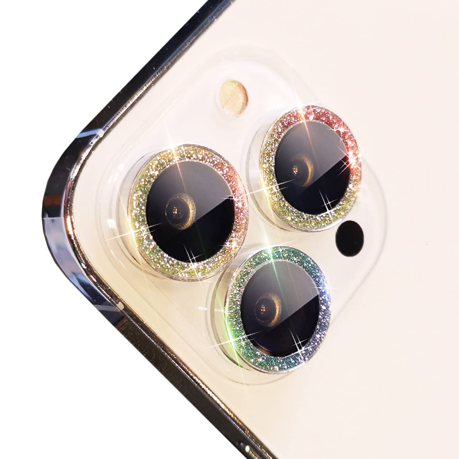QIANMU iPhone 11 Pro/11 Pro Max & 12 Pro Camera Lens Protector - Bling Glitter Rainbow Cover for Women | Scratch-Resistant Protection for Daily Use, Travel & Photography