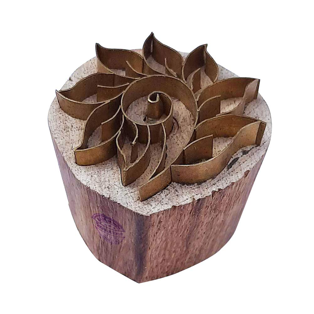 Royal Kraft Floral Brass Wooden Stamps - for Clay, Pottery & Fabric Printing | DIY Crafts & Home Decor