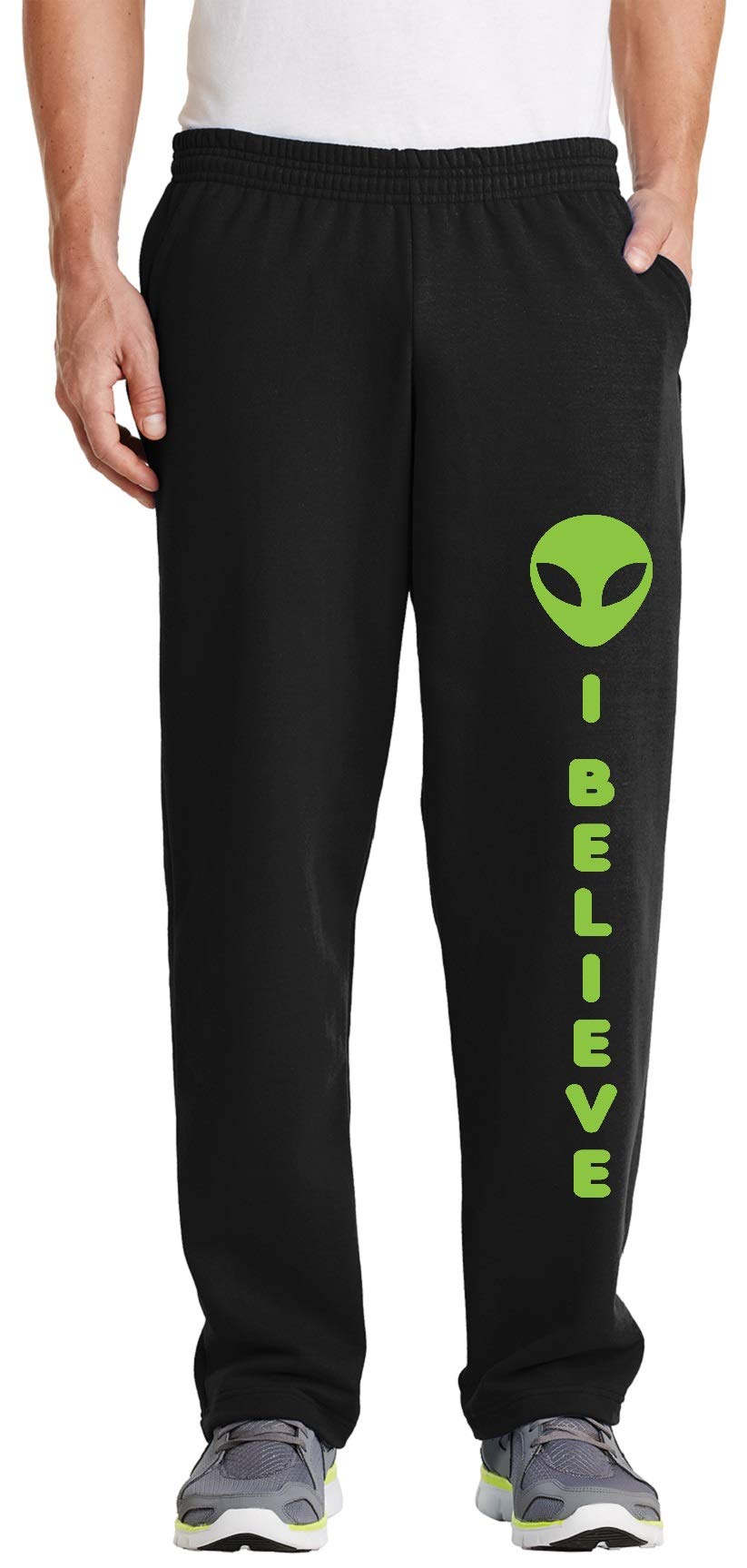 Believe Open Bottom Black Sweatpants - Casual & Comfortable for Lounge & Workout