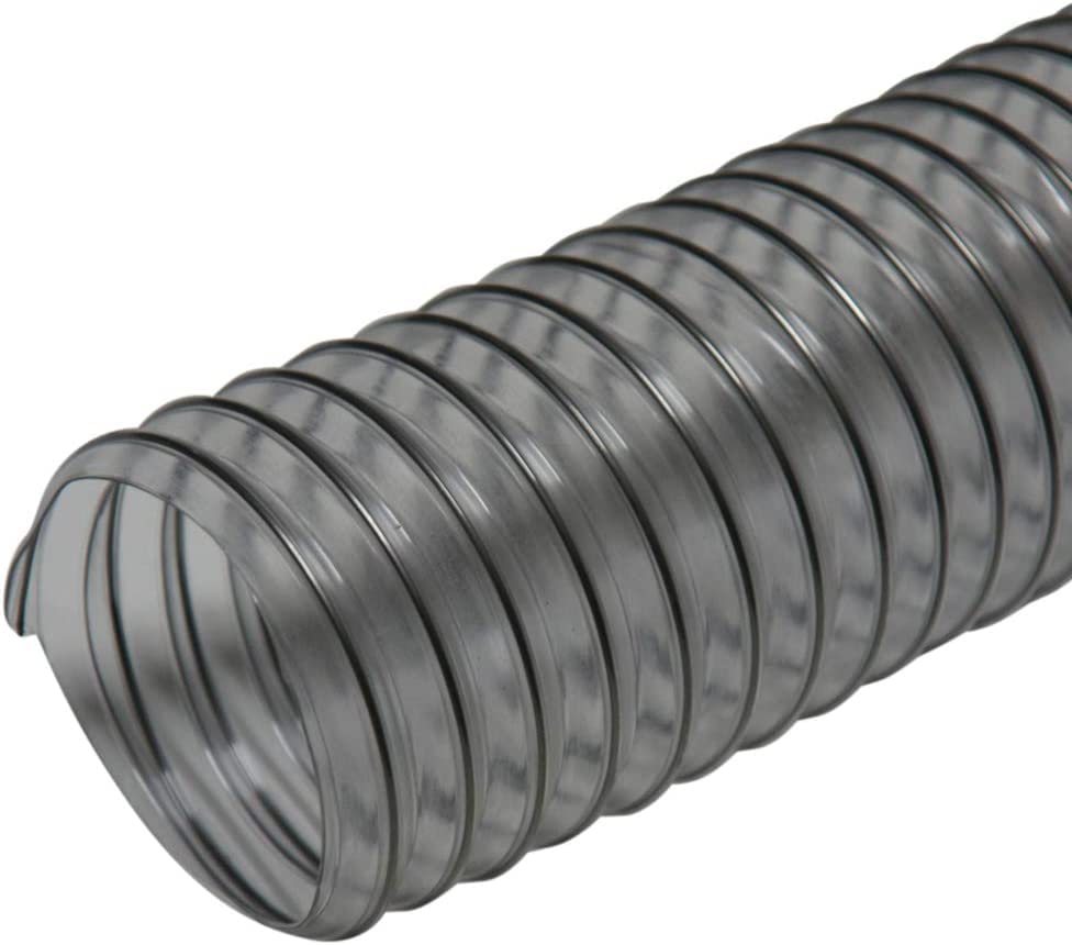 Rubber-Cal Clear PVC Flexduct Light Duty Duct Hose - 8 Inch Inner Diameter x 50 Feet Length (Fully Stretched) - Ideal for HVAC, Ventilation, and Exhaust Systems in Homes and Workshops