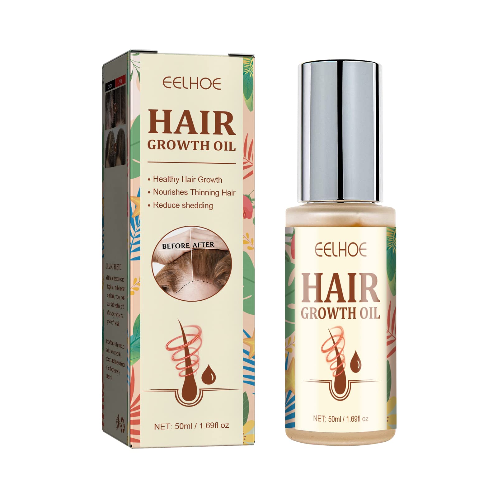 50ml Natural Hair Growth Oil for Thicker, Longer, Fuller Hair - Vitamin Enriched Treatment for Hair Loss, Dry & Damaged Hair - Best for Daily Nourishment & Scalp Care at Home or Salon