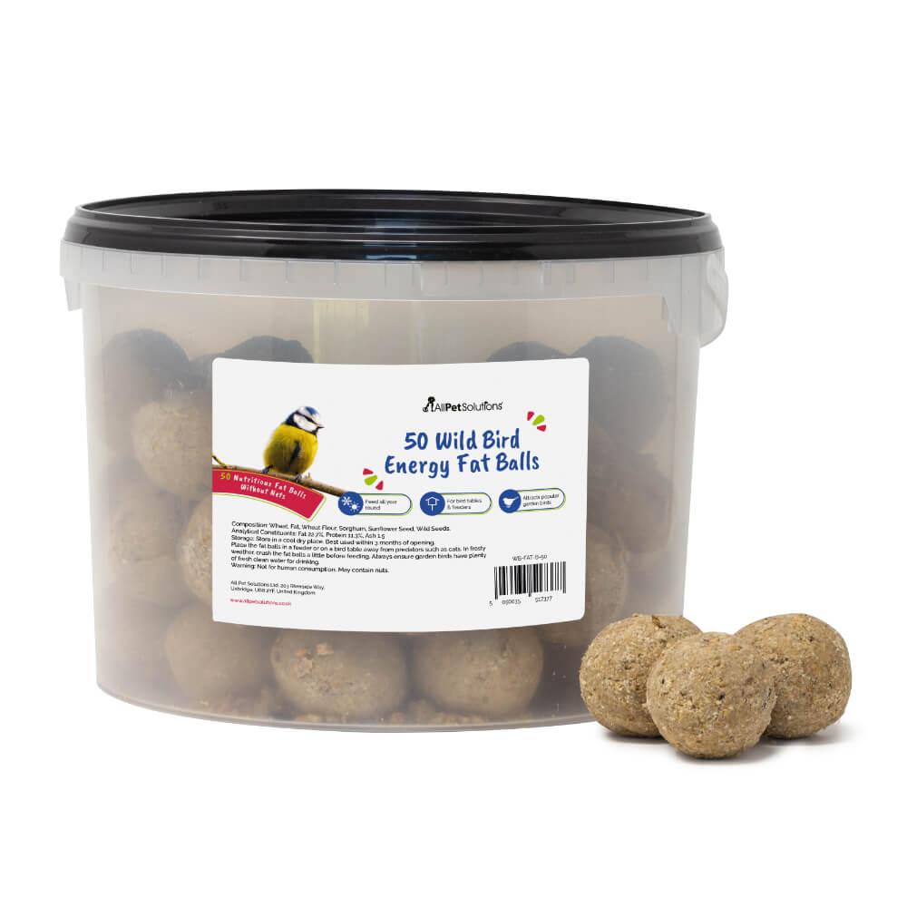 Premium Wild Bird Fat Balls - No Mess Net-Free Suet Feed (50 Pack) - High Energy Winter Bird Food for Garden & Backyard Feeding