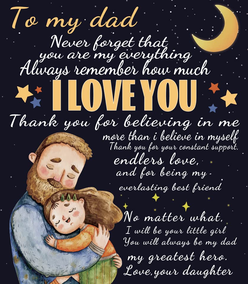 Personalized Dad Gifts from Daughter - Custom Father's Day & Birthday Blanket for Dad | Cozy Throw for Relaxing at Home, Watching TV, or Camping