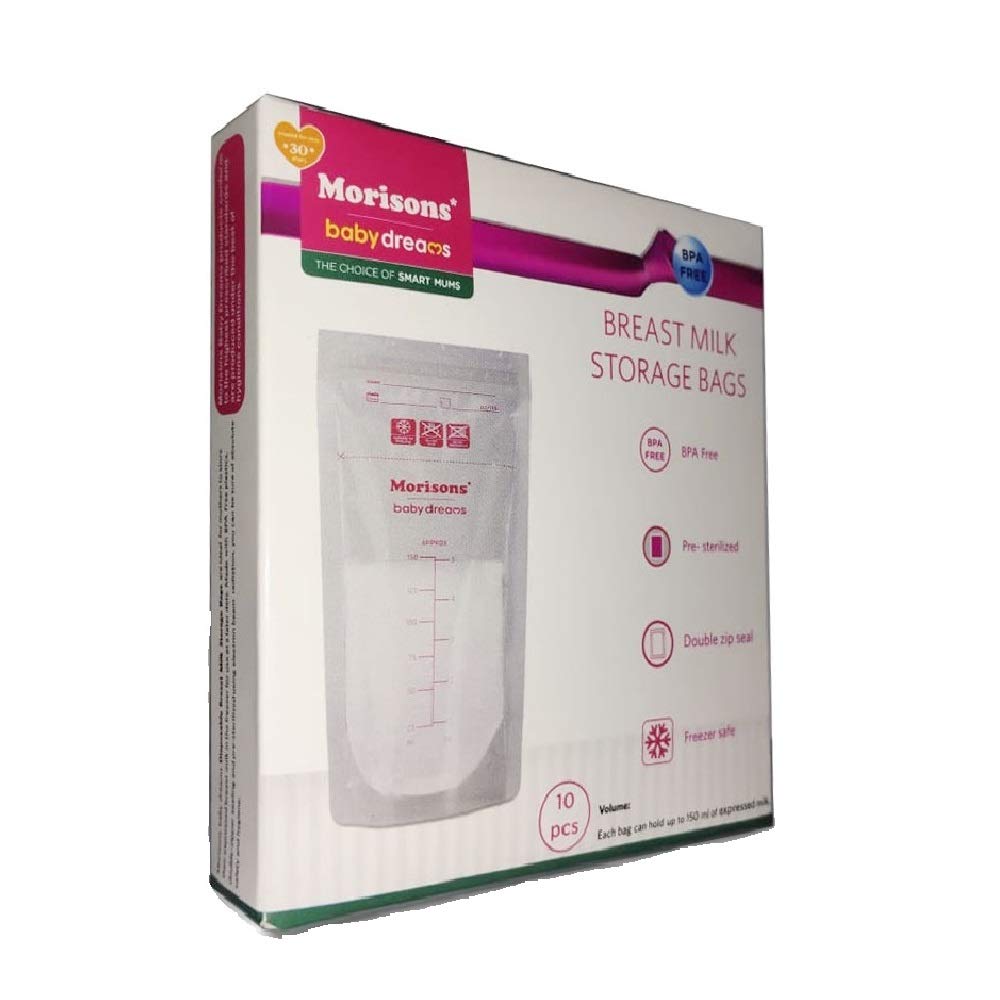 Morrison's Baby Dreams Breast Milk Storage Bags - 10 Count, BPA-Free, Leak-Proof, Pre-Sterilized for Safe Breastmilk Storage - Perfect for Pumping, Freezing, and Organizing Breast Milk at Home or On-the-Go