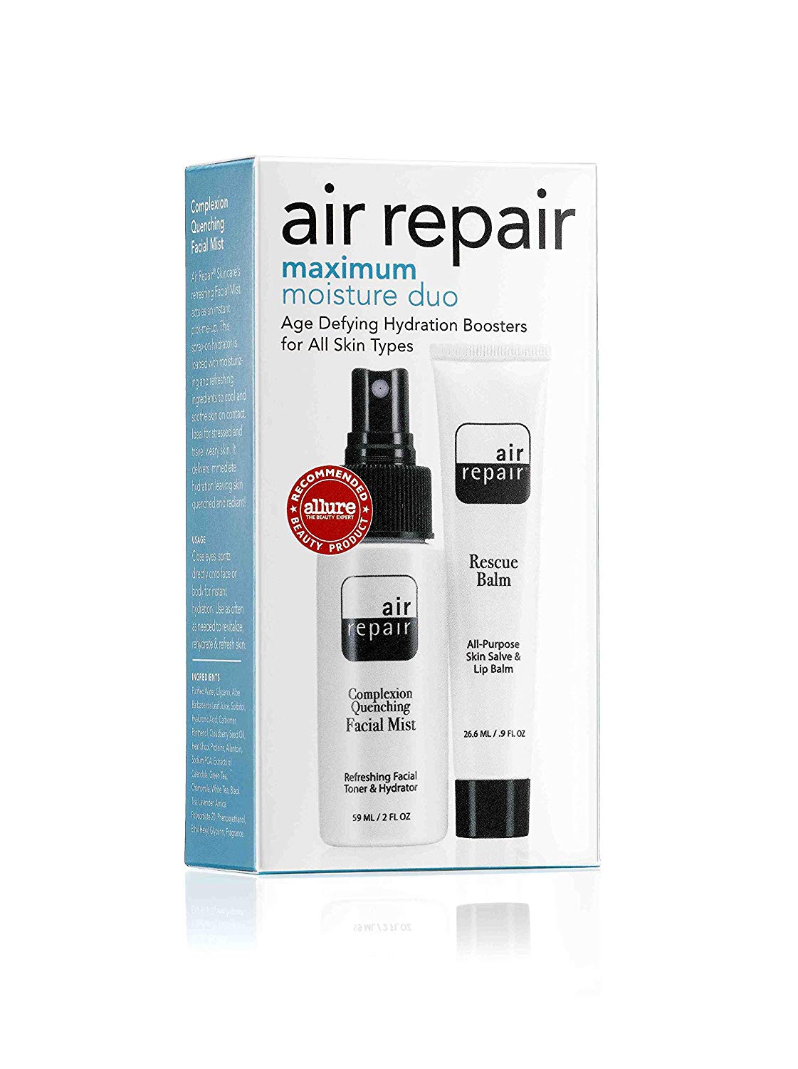 Air Repair Skincare Maximum Moisture Duo - Hydrating Facial Mist & Soothing Rescue Balm for Dry Skin | Perfect for Travel & Daily Skincare Routine