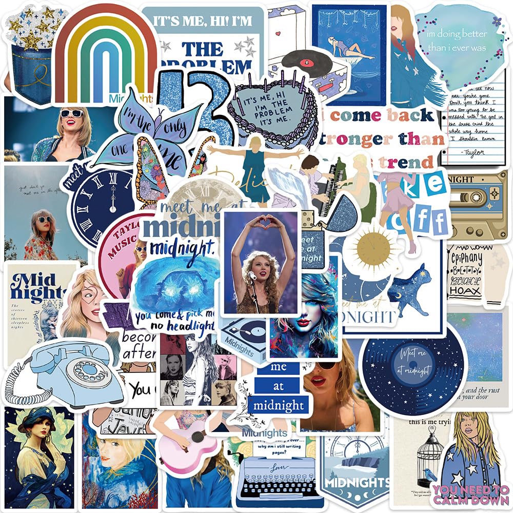 100PCS Taylor Music Stickers - Waterproof Vinyl Singer Decals for Laptop, Luggage, Guitar & Water Bottles - Perfect for Adults, Teens & Girls - Great for Music Lovers, DIY Crafts & Personalizing Accessories