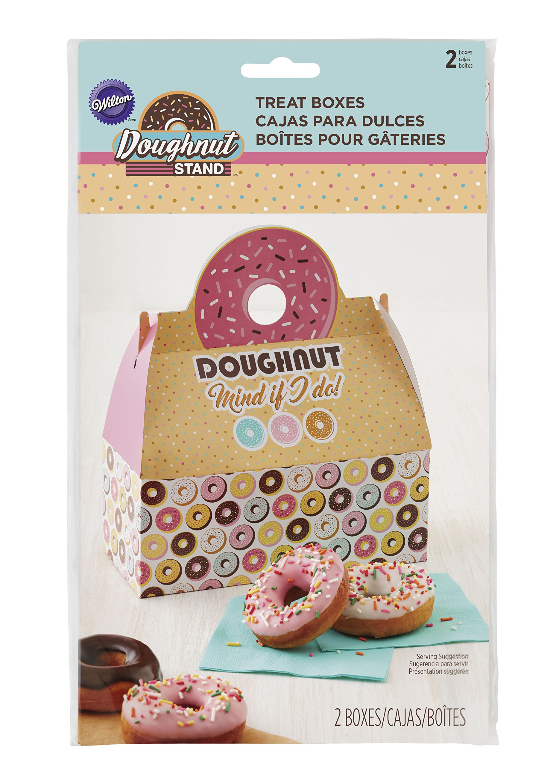 Donut Treat Box with Handle - Perfect for Birthday Parties, Baby Showers & Gift Packaging - 12 Pack