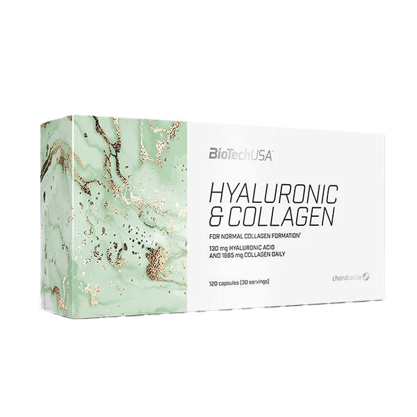 BioTechUSA Hyaluronic Acid & Collagen Supplement - 120 Capsules for Joint Health, Skin Hydration & Anti-Aging | Supports Mobility & Youthful Appearance