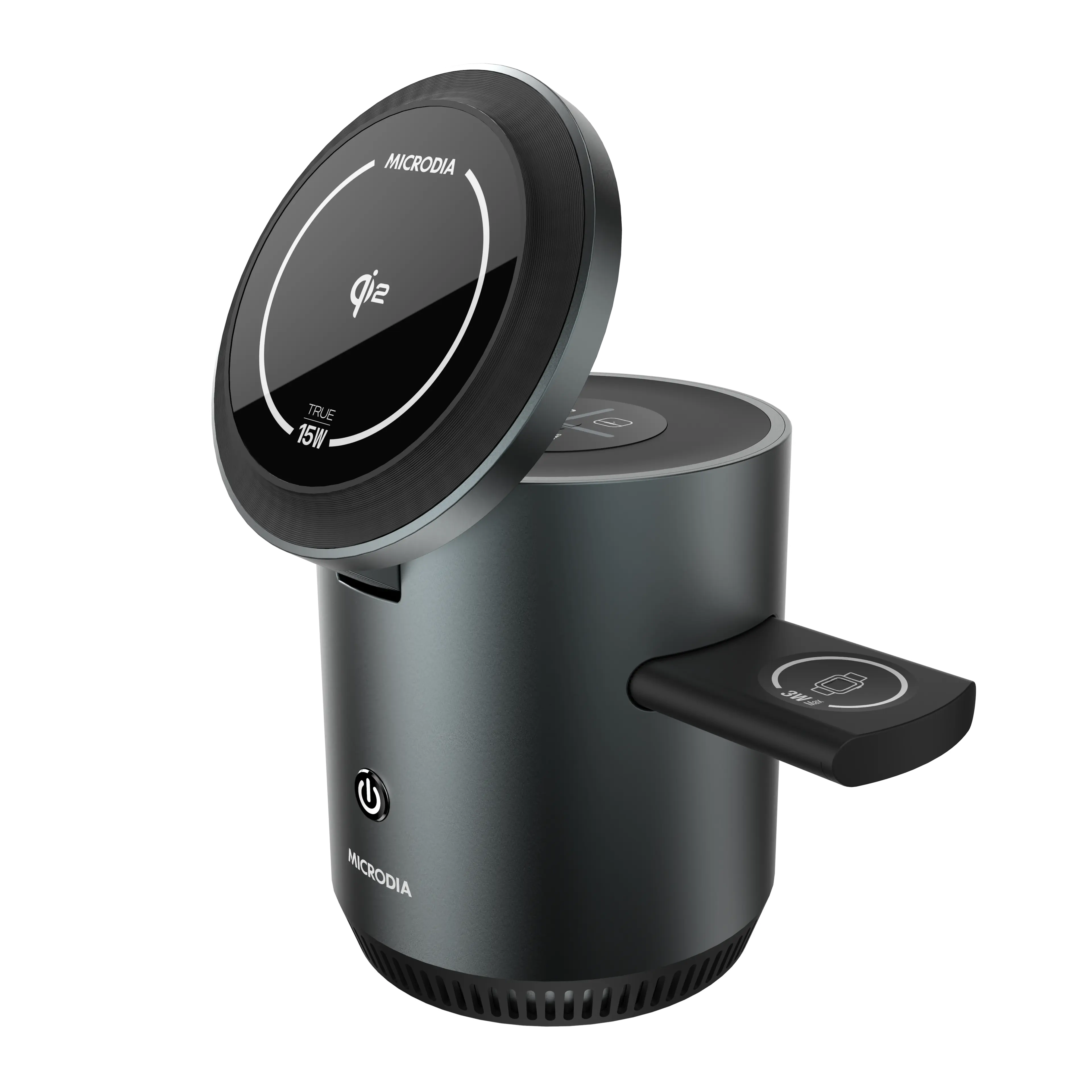 MICRODIA SNAPStation™ CORE Qi2 23W 4-in-1 Magnetic Wireless Charging Station with Night Light - Fast Charging for iPhone, Android, AirPods & Apple Watch - Perfect for Bedside, Office & Travel