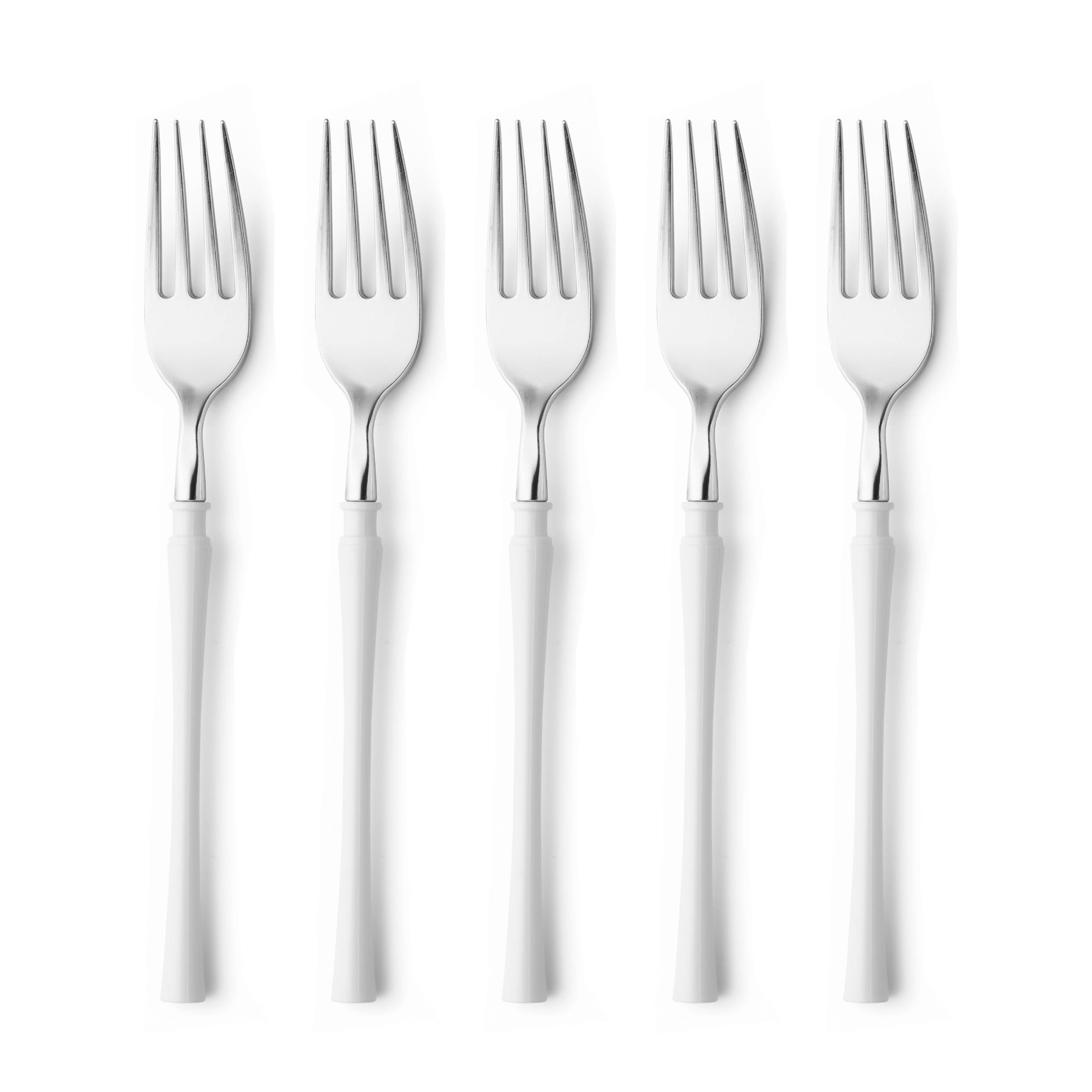 Premium Stainless Steel White & Silver Forks - Set of 20 - Elegant Flatware for Dinner Parties, Weddings, and Fine Dining