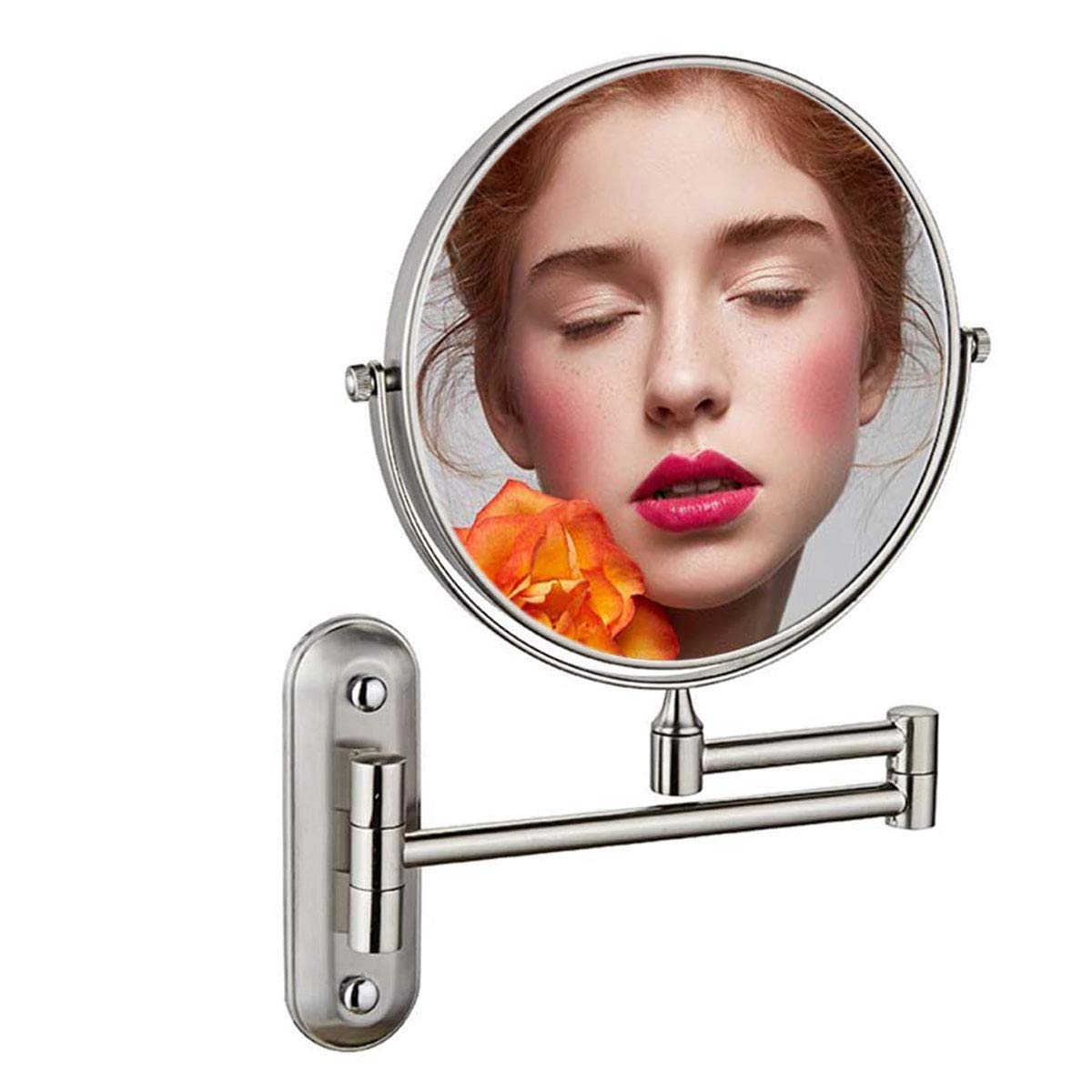 YANNING 8-Inch Round Wall Mounted Bathroom Mirror - 360° Rotating Double-Sided Makeup Mirror for Vanity, Dressing Room & Bedroom | Perfect for Makeup, Shaving & Home Decor