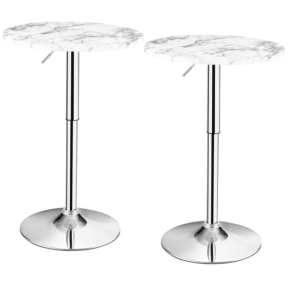 2PCS Adjustable Swivel Round Pub Table - Counter Height Bar Table with Fabric Top for Patio, Coffee Bar & Outdoor Use - Perfect for Entertaining, Dining & Home Decor