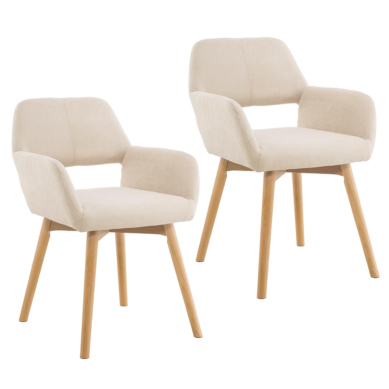 Mid Century Modern Dining Chairs Set of 2, 4 & 6 - Upholstered Accent Chairs for Kitchen, Dining & Living Room - Comfortable Armchairs for Bedroom, Home Office & Waiting Room - Beige (Set of 2) - Perfect for Small Spaces, Apartments & Modern Interior Design