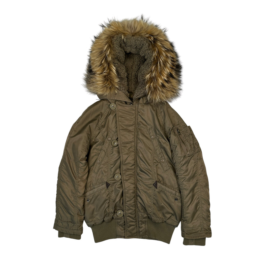 G.O.A. FUR HOOD BOMBER JACKET - Light Khaki Winter Coat for Men & Women | Warm Fleece-Lined Outerwear for Cold Weather, Streetwear Fashion & Outdoor Activities