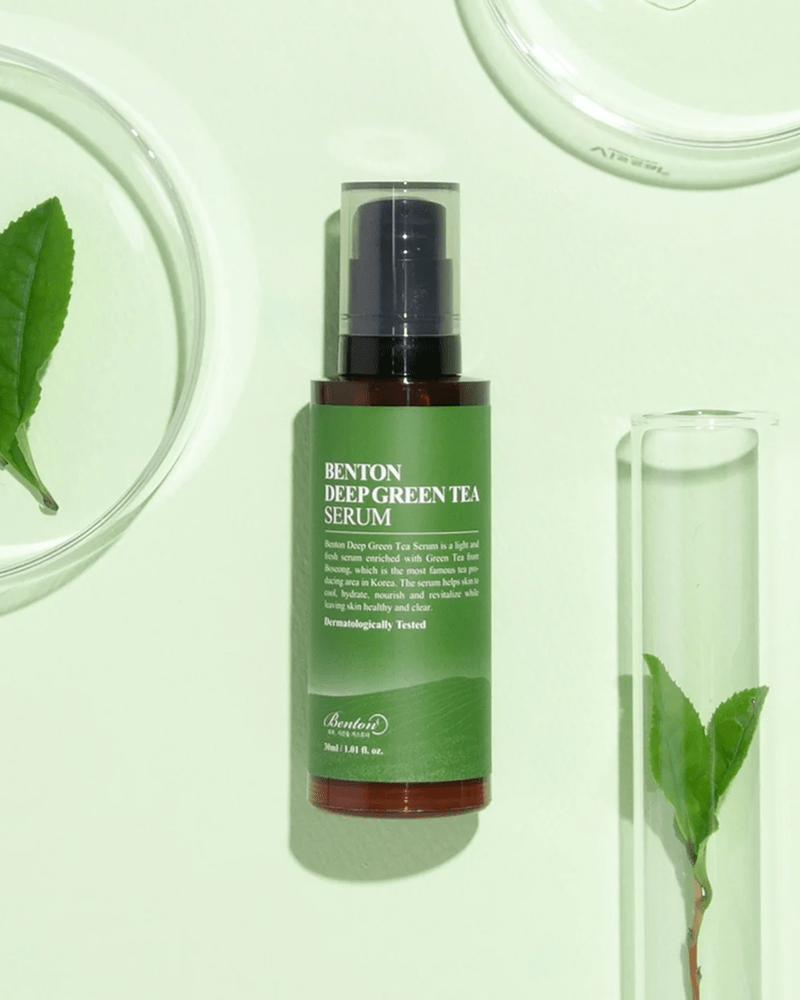 Benton Deep Green Tea Serum for Acne-Prone Skin - Hydrating & Soothing Facial Treatment for Clear, Glowing Complexion | Perfect for Daily Skincare Routine & Sensitive Skin Care