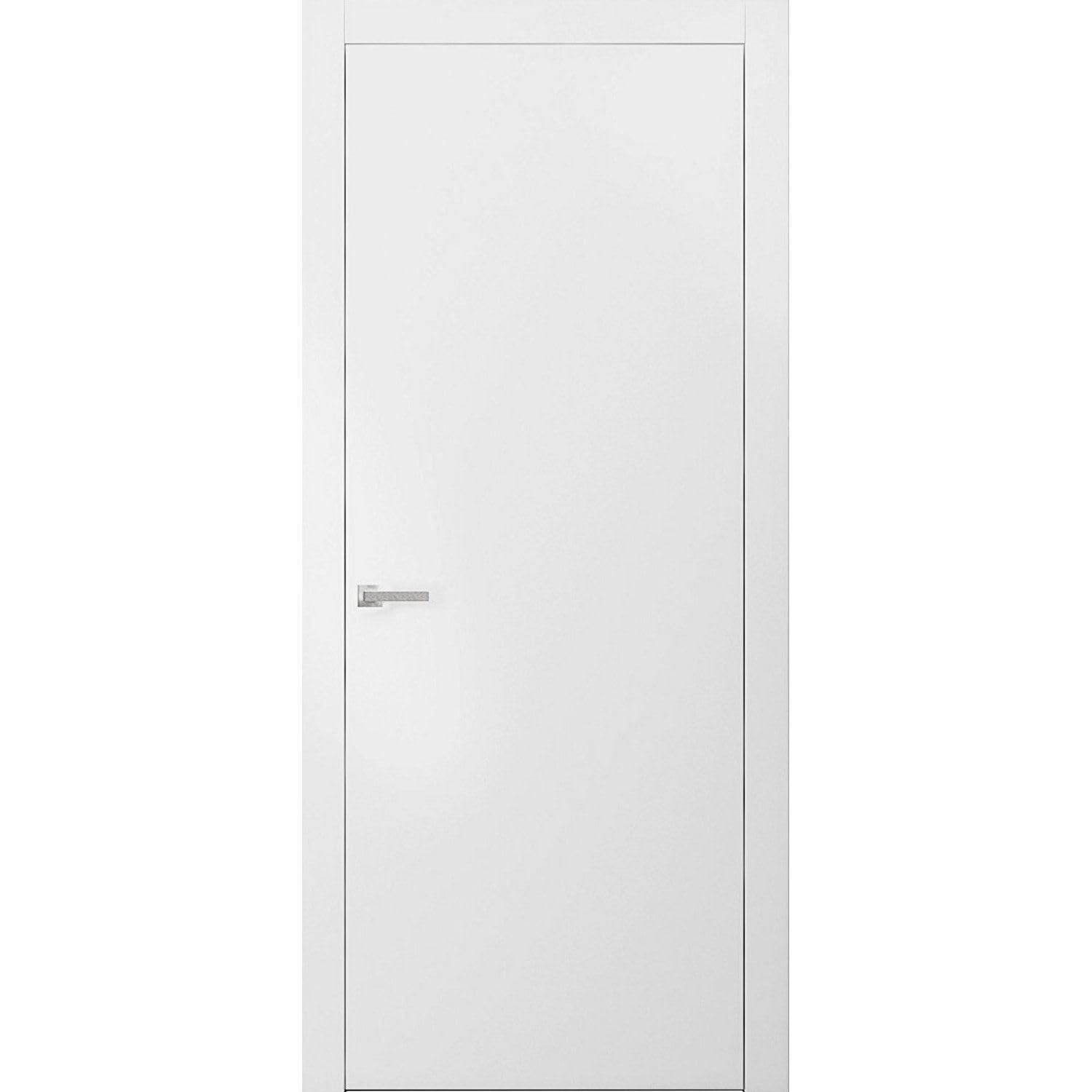 SARTODOORS 24x84 Inch White Solid Wood Closet Door with Planum 0010 White Silk Finish & Satin Nickel Frame Trims - Perfect for Bedroom, Walk-in Closet, and Home Organization